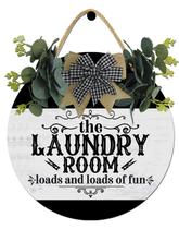 Placa de madeira Hilonret Laundry Room Muita diversão e decoração rústica