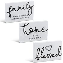 Placa de madeira Jetec Family Home Blessed Rustic Decor (3 unidades)