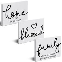 Placa de madeira Jetec Family Home Blessed Rustic Wood 3 unidades