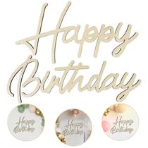 Placa de madeira MASTRON Feliz Aniversário para pano de fundo - rústica