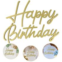 Placa de madeira MASTRON Happy Birthday Rustic Gold 35x18cm
