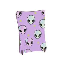 Placa de Mesa Curvo Aliens rosa e verdes estrelas fundo rosa