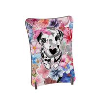 Placa de Mesa Curvo Cachorro dálmata laço flores fofo