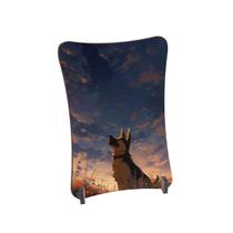 Placa de Mesa Curvo cachorro pôr do sol flores