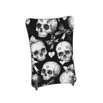 Placa de Mesa Curvo Caveira corações e laços fundo preto Placa de Mesa Curvo Caveira corações e laços fundo preto