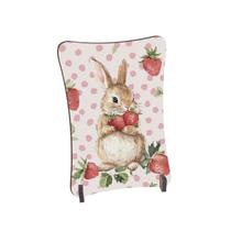 Placa de Mesa Curvo Coelhinho fofo com morangos Placa de Mesa Curvo Coelhinho fofo com morangos
