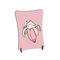 Placa de Mesa Curvo Coelhinho fofo dentro banana rosa Placa de Mesa Curvo Coelhinho fofo dentro banana rosa