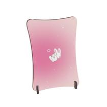 Placa de Mesa Curvo Coelho caindo estrela fundo rosa em degr Placa de Mesa Curvo Coelho caindo estrela fundo rosa em degr