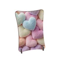 Placa de Mesa Curvo Corações coloridos peludinho