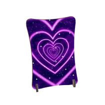 Placa de Mesa Curvo Corações Ilusão roxo neon com estrelas