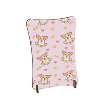 Placa de Mesa Curvo Corgi cachorros fofos patinha fundo rosa
