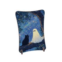 Placa de Mesa Curvo fantasma com gato preto