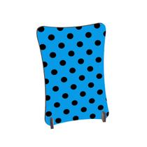 Placa de Mesa Curvo Fundo azul e bolinhas pretas