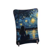 Placa de Mesa Curvo Garota lago noite estrelada Placa de Mesa Curvo Garota lago noite estrelada