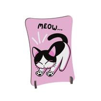 Placa de Mesa Curvo Gatinho preguiçoso meow fundo rosa Placa de Mesa Curvo Gatinho preguiçoso meow fundo rosa