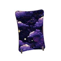Placa de Mesa Curvo Noite nuvens e estrelas de pixel roxa Placa de Mesa Curvo Noite nuvens e estrelas de pixel roxa