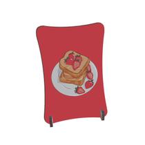 Placa de Mesa Curvo Pão com morangos prato fundo vermelho