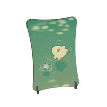 Placa de Mesa Curvo Patinho e sapo lago boiando fofo