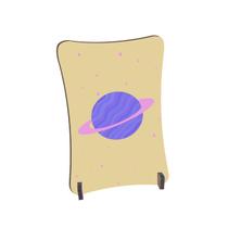 Placa de Mesa Curvo Saturno rosa e roxo fundo amarelo