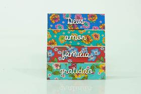 Placa de Mesa Deus Amor Família Gratidão 20,5X18cm