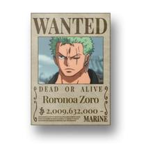 Placa de metal 20x28 cm Cartaz de Procurado Zoro One Piece