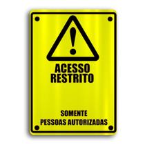 Placa de Metal Acesso restrito 20cmx30cm Placa de Metal Acesso restrito 20cmx30cm