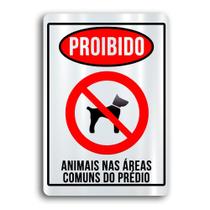 Placa de Metal Animais na area do predio 20cmx30cm