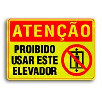 Placa de Metal Atencao proibido usar elevador 30cmx20cm