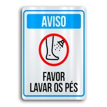 Placa de Metal Aviso favor lavar os pes 20cmx30cm Placa de Metal Aviso favor lavar os pes 20cmx30cm