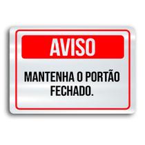 Placa de Metal Aviso portao fechado 30cmx20cm