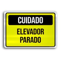 Placa de Metal Cuidado elevador parado 30cmx20cm