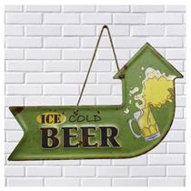 Placa De Metal Decorativa Cerveja Gelada Alto Relevo 41x26cm