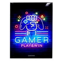 Placa De Metal Decorativa Gamer Play & Win Placa De Metal Decorativa Gamer Play & Win