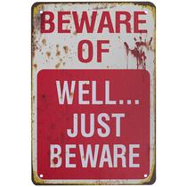 Placa de metal HRENCY Halloween Beware, à prova d'água, 20 cm x 30 cm