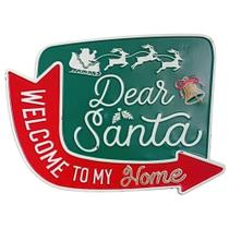Placa de Metal Natalina de Pendurar Dear Santa Welcome To My Home 47x34cm Placa de Metal Natalina de Pendurar Dear Santa Welcome To My Home 47x34cm
