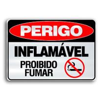 Placa de Metal Perigo inflamaveel proibido 30cmx20cm