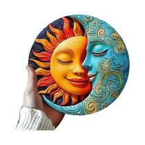 Placa de metal plana Sun & Moon 2D - Decoração redonda de fazenda para jardim, casa e garagem Placa de metal plana Sun & Moon 2D - Decoração redonda de fazenda para jardim, casa e garagem