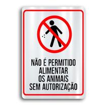 Placa de Metal proibido alimentar animais 20cmx30cm Placa de Metal proibido alimentar animais 20cmx30cm