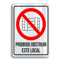 Placa de Metal proibido obstruir 20cmx30cm Placa de Metal proibido obstruir 20cmx30cm