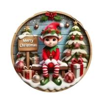 Placa De Metal Redonda De Boneco De Neve Para O Ramadã De Inverno, Decoração De Parede E Porta,
