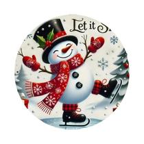 Placa De Metal Redonda De Boneco De Neve Para O Ramadã De Inverno, Decoração De Parede E Porta,