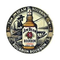 Placa De Metal Redonda Vintage Jim Beam Em Alumínio Durável Para Decoração De Parede Interna E Placa De Metal Redonda Vintage Jim Beam Em Alumínio Durável Para Decoração De Parede Interna E