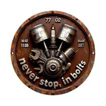 Placa De Metal Retro Azul Laranja Com Motor V8, Decoração De Garagem Com Chave E Barril De Óleo