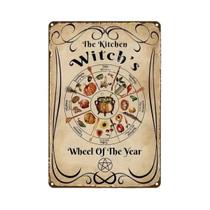 Placa De Metal Retro Roda Do Ano Da Bruxa Para Decoração De Garagem, Café, Bar, Clube E Cozinha