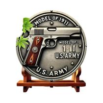 Placa De Metal Rústica Vintage Colt Modelo 1911-A1 8x8" Para Decoração De Casa E Escritório Com Placa De Metal Rústica Vintage Colt Modelo 1911-A1 8x8" Para Decoração De Casa E Escritório Com
