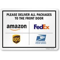 Placa de metal SmartSign Entregue todos os pacotes” 25x35cm