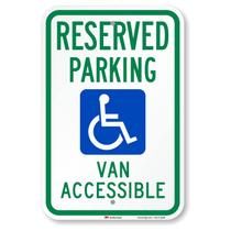 Placa de metal SmartSign, estacionamento reservado, acessível para van de estacionamento, 18x30cm Placa de metal SmartSign, estacionamento reservado, acessível para van de estacionamento, 18x30cm