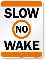 Placa de metal SmartSign Slow - No Wake 24x18 cm de alumínio Placa de metal SmartSign Slow - No Wake 24x18 cm de alumínio
