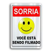 Placa De Metal Sorria Você Está Sendo Filmado 20cmx30cm Placa De Metal Sorria Você Está Sendo Filmado 20cmx30cm