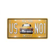 Placa de Metal Taxi New York Alto Relevo- 30 x 15 cm